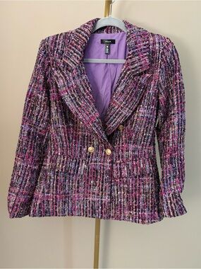Aqua by Bloomingdale’s Purple & Pink Tweed Double-Breasted Blazer